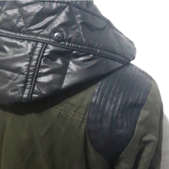 Guess Winter Ski Jacket Insert Quilted Puffer Hooded Trench Coat Small - Picture 10 of 14